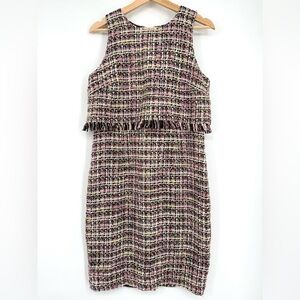 Karl Lagerfeld Paris Tweed Fringe Dress Wool Blend Size 10‎